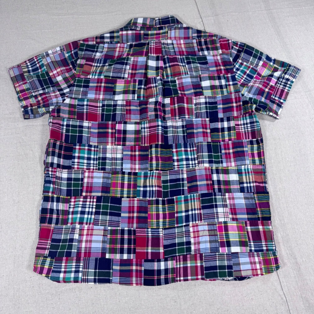 Brooks Brothers Madras Short Sleeve Shirt Mens Large Patchwork Plaid Regent Fit - Picture 2 of 9